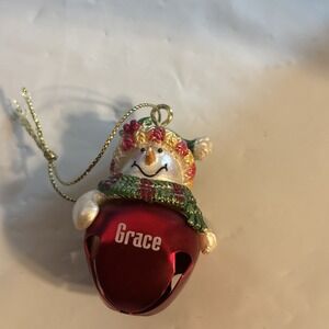 Ganz Jingle Bell Snowman Christmas Ornament Grace